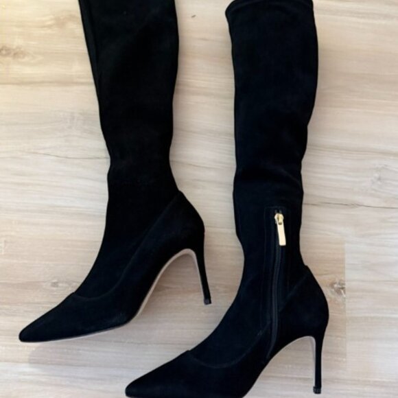 L'Agence Knee High Leather Suede Boots Lena II Black Size 7 NWT - Picture 2 of 4